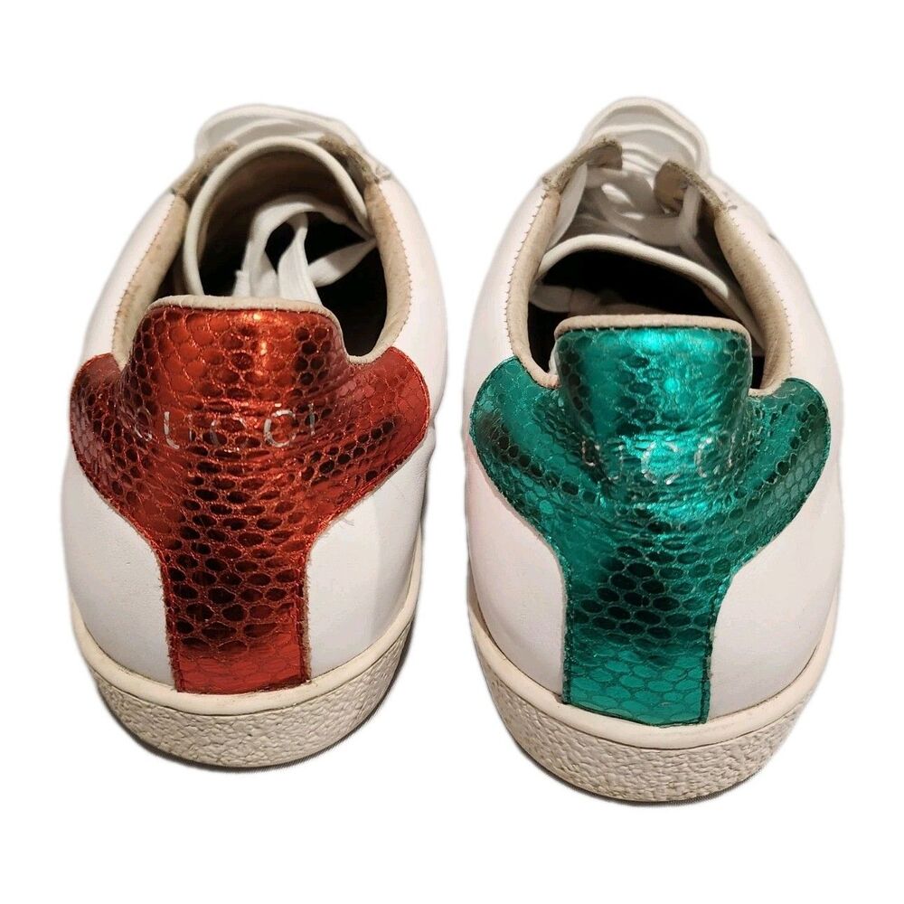 Gucci Ace Low-Top White Leather Bumblebee Sneakers White 40EU/8US Wom/6.5US Men - Picture 4 of 14